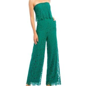 Sugar + Lips Emerald Green Lace Strapless Jumpsuit Size XS (NWT)